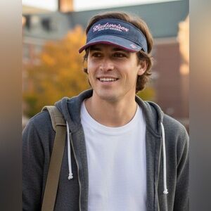 Budweiser King of Beers charcoal color Sun Visor with adjustable backstrap